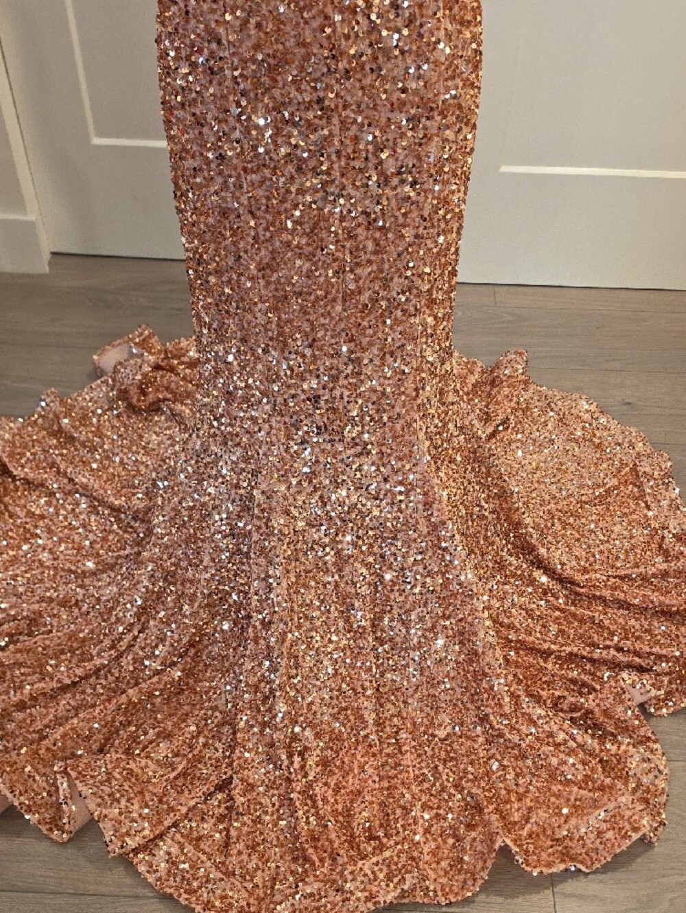 Portia and Scarlett Rose Gold Sequin Strapless Mermaid Gown size 12 New with tag - Picture 6 of 14